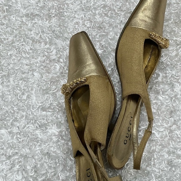 GUCCI Leather Colorblock Pattern Slingback Pumps - Picture 9 of 12